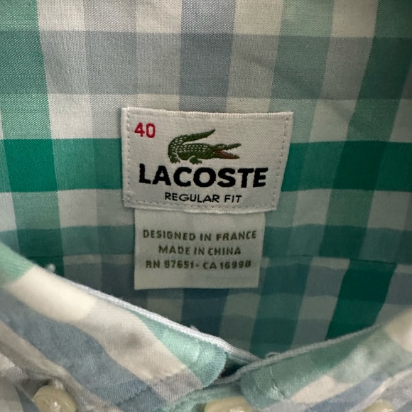 Lacoste Button Down Collar Shirt - Size 40 (M) - Picture 3 of 5
